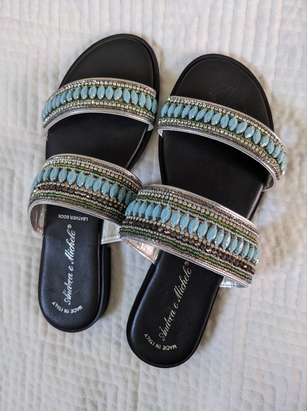 Andrea e Michele Beaded Sandals Size 8 Made In Italy